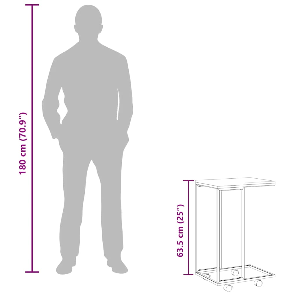 Bijzettafel met wieltjes 40x30x63,5 bewerkt hout wit is nu te koop bij PeponiXL, paradijselijk wonen!