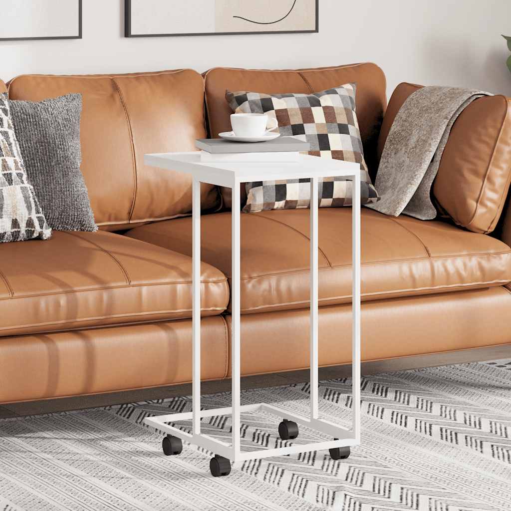 Bijzettafel met wieltjes 40x30x63,5 bewerkt hout wit is nu te koop bij PeponiXL, paradijselijk wonen!