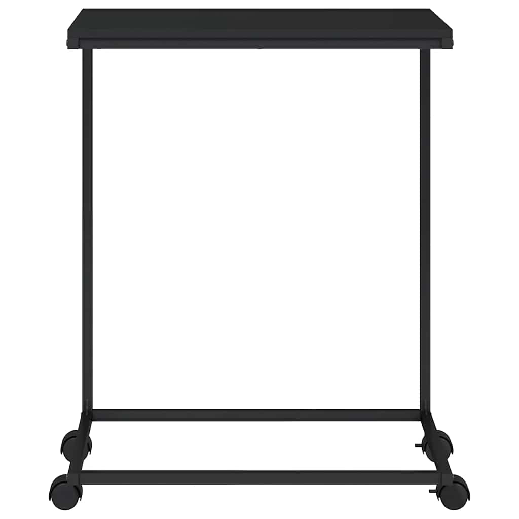 Bijzettafel met wieltjes 55x35x70 cm bewerkt hout zwart is nu te koop bij PeponiXL, paradijselijk wonen!