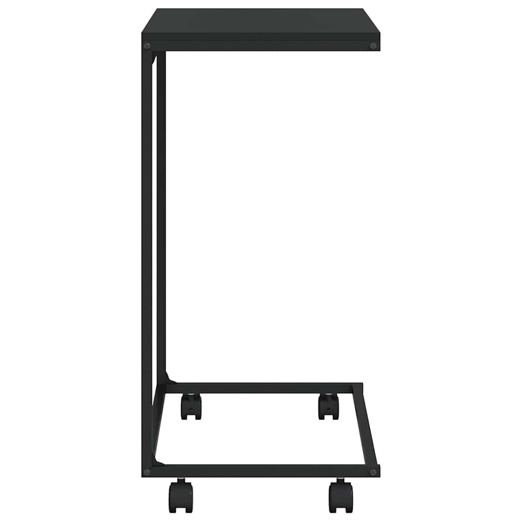 Bijzettafel met wieltjes 55x35x70 cm bewerkt hout zwart is nu te koop bij PeponiXL, paradijselijk wonen!