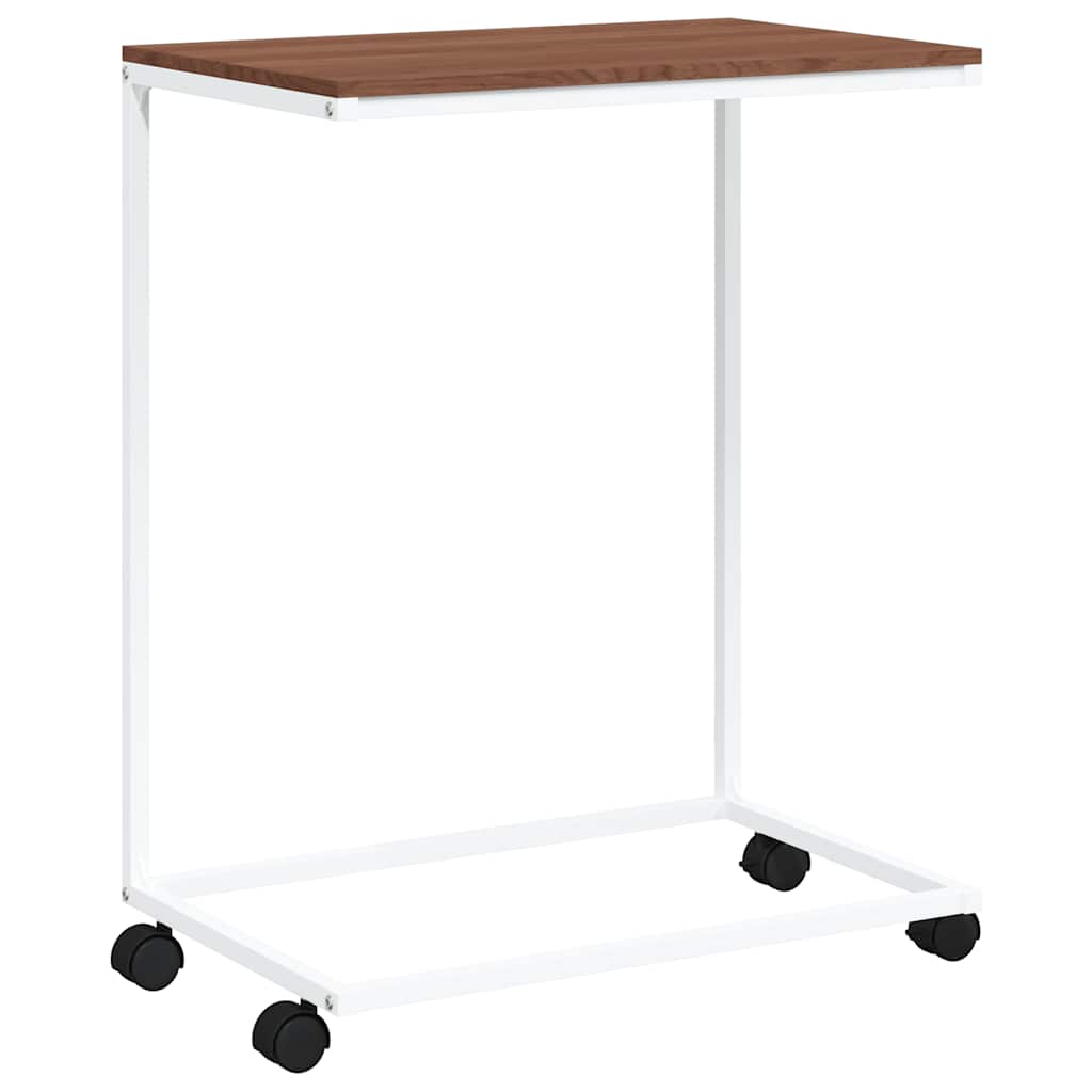 Bijzettafel met wieltjes 55x35x70 cm bewerkt hout wit is nu te koop bij PeponiXL, paradijselijk wonen!