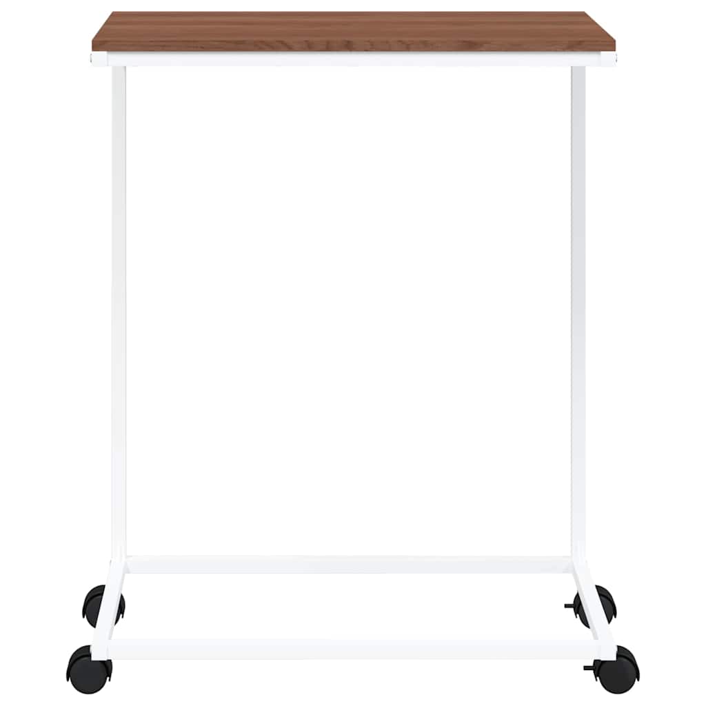 Bijzettafel met wieltjes 55x35x70 cm bewerkt hout wit is nu te koop bij PeponiXL, paradijselijk wonen!