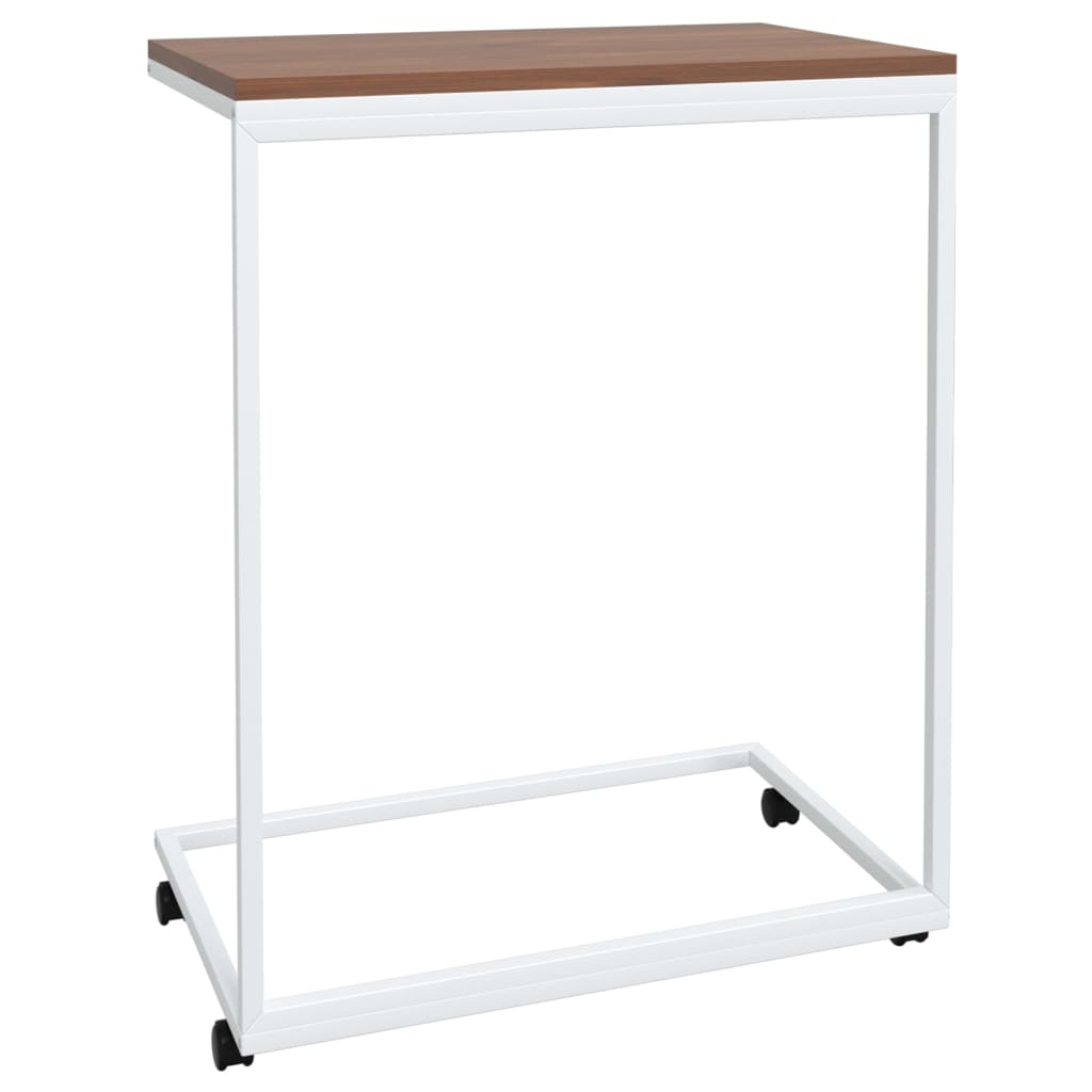Bijzettafel met wieltjes 55x35x70 cm bewerkt hout wit is nu te koop bij PeponiXL, paradijselijk wonen!