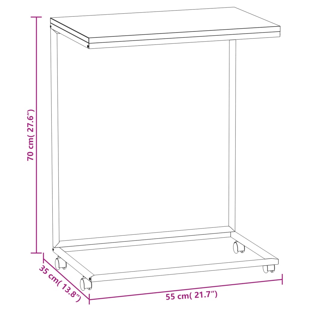 Bijzettafel met wieltjes 55x35x70 cm bewerkt hout wit is nu te koop bij PeponiXL, paradijselijk wonen!