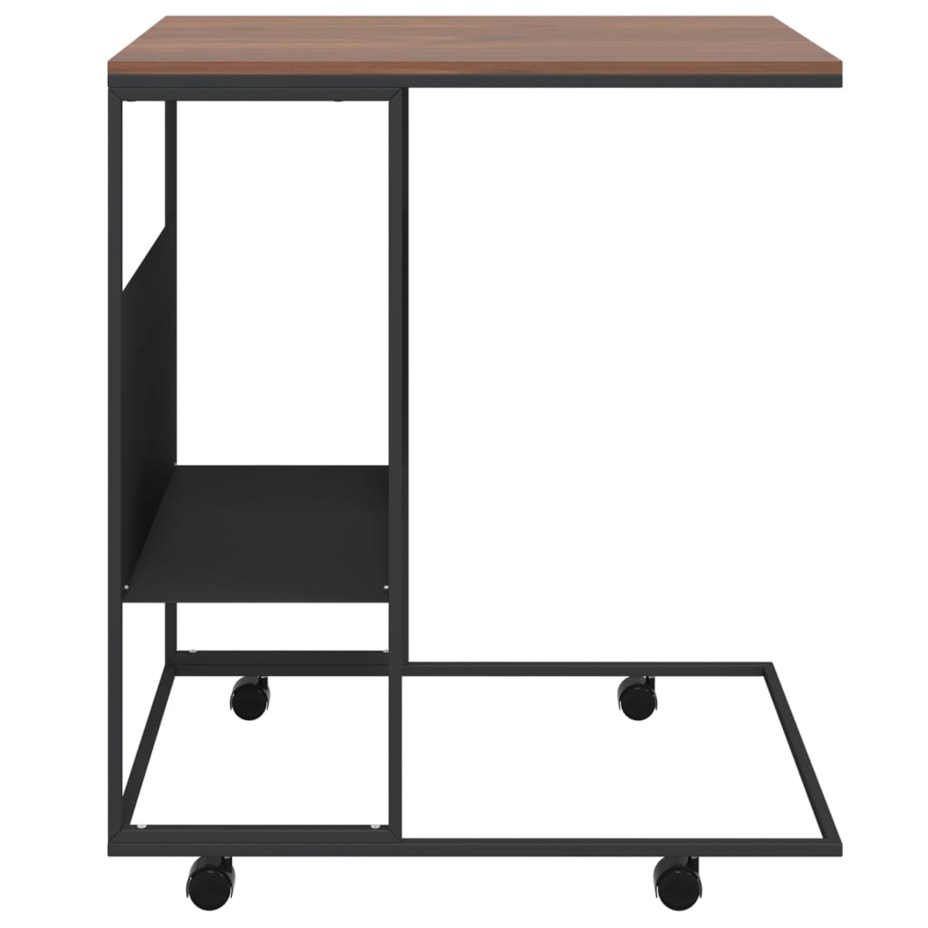 Bijzettafel met wieltjes 55x36x63,5 cm bewerkt hout zwart is nu te koop bij PeponiXL, paradijselijk wonen!