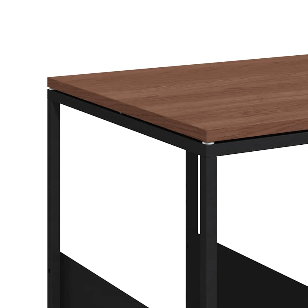 Bijzettafel met wieltjes 55x36x63,5 cm bewerkt hout zwart is nu te koop bij PeponiXL, paradijselijk wonen!