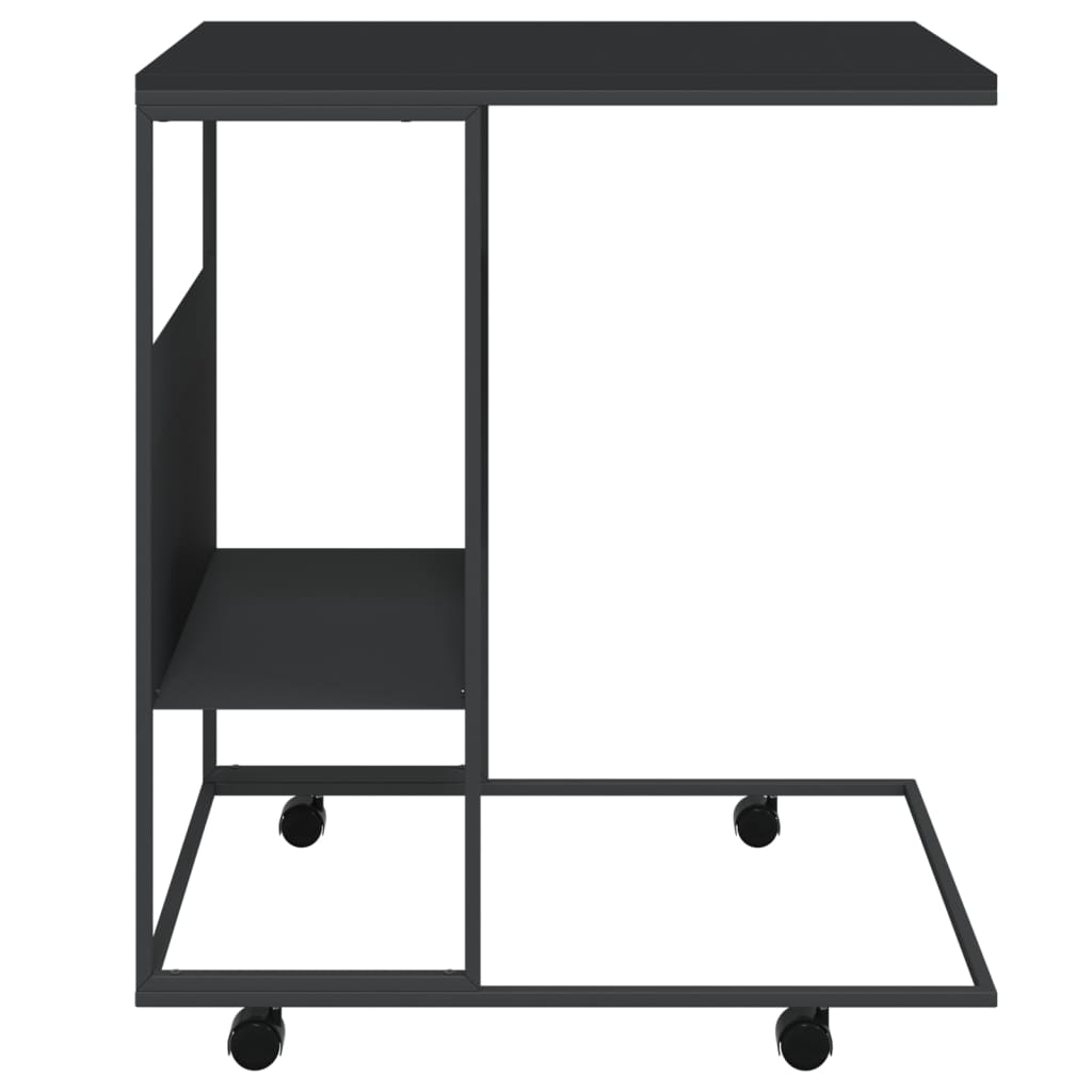 Bijzettafel met wieltjes 55x36x63,5 cm bewerkt hout zwart is nu te koop bij PeponiXL, paradijselijk wonen!