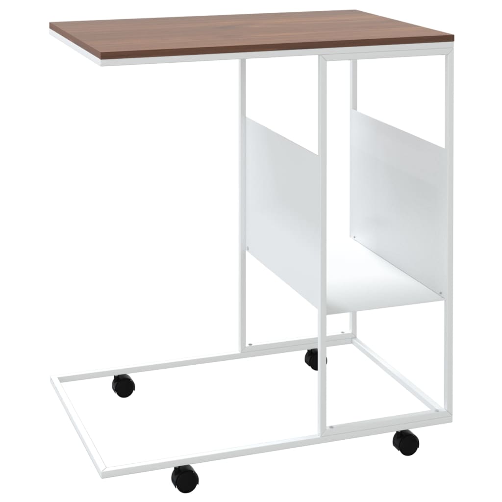 Bijzettafel met wieltjes 55x36x63,5 cm bewerkt hout wit is nu te koop bij PeponiXL, paradijselijk wonen!