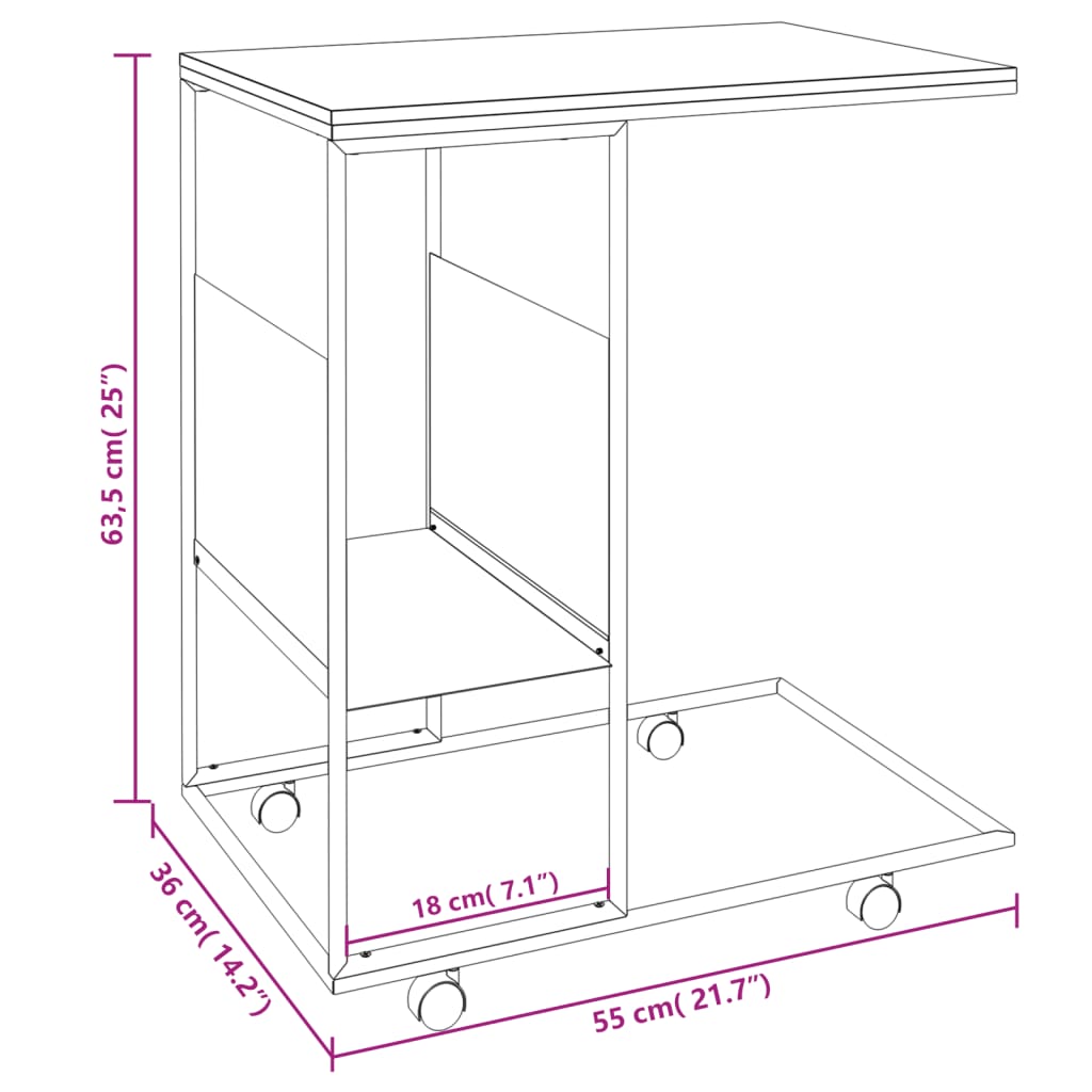 Bijzettafel met wieltjes 55x36x63,5 cm bewerkt hout wit is nu te koop bij PeponiXL, paradijselijk wonen!
