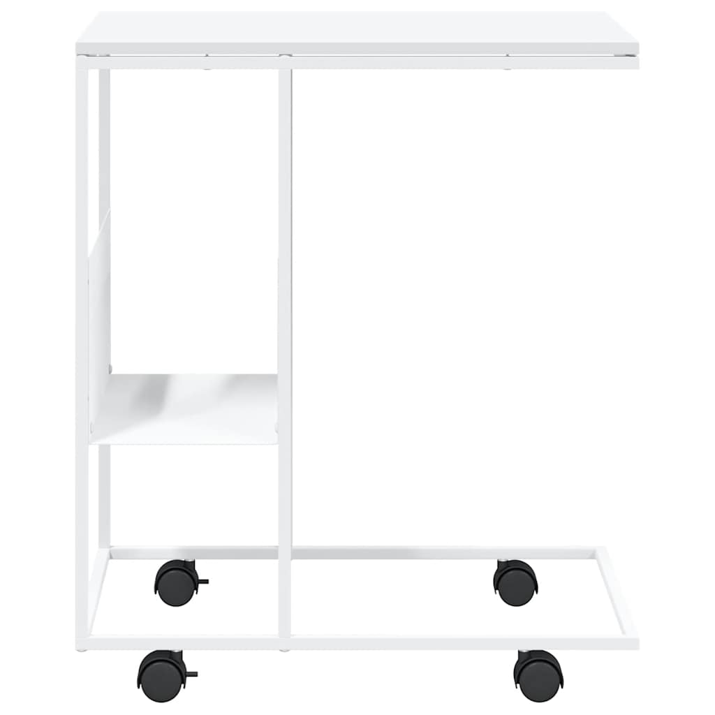 Bijzettafel met wieltjes 55x36x63,5 cm bewerkt hout wit is nu te koop bij PeponiXL, paradijselijk wonen!