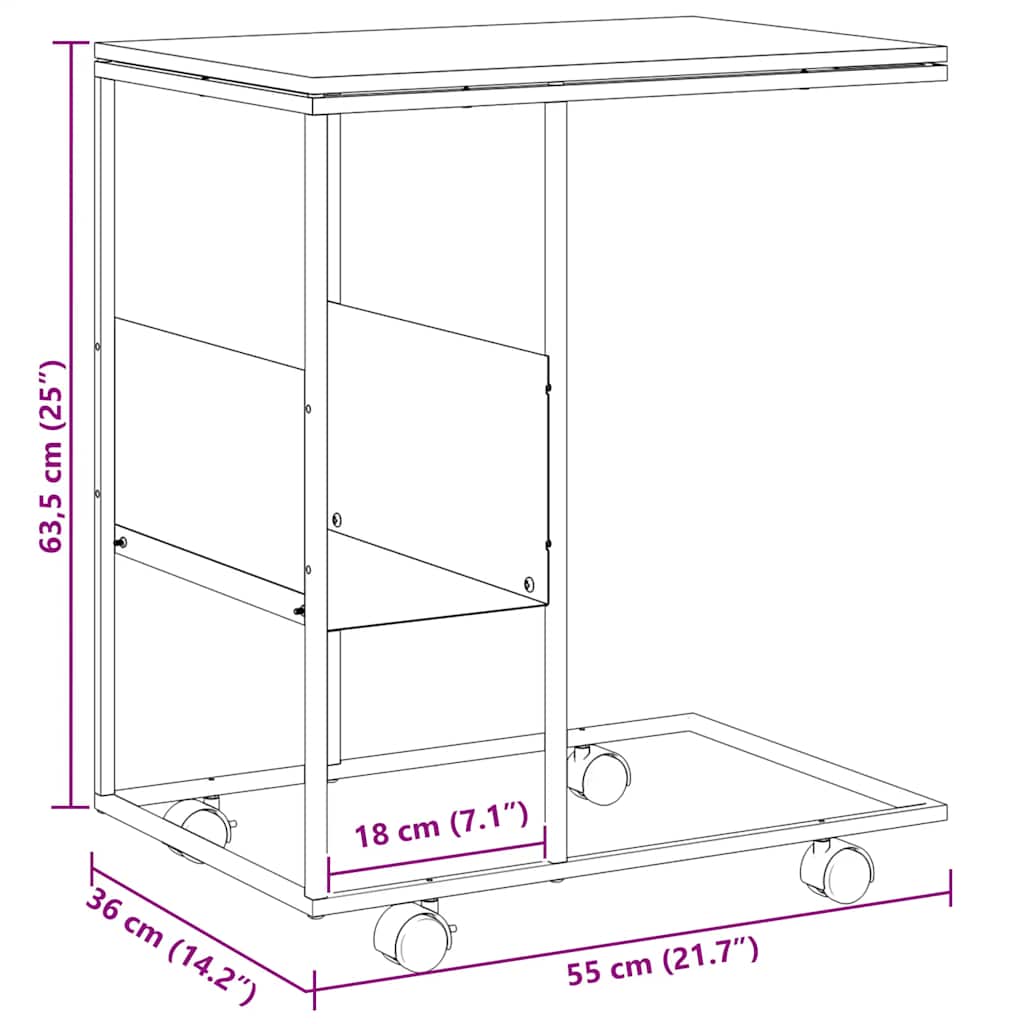 Bijzettafel met wieltjes 55x36x63,5 cm bewerkt hout wit is nu te koop bij PeponiXL, paradijselijk wonen!