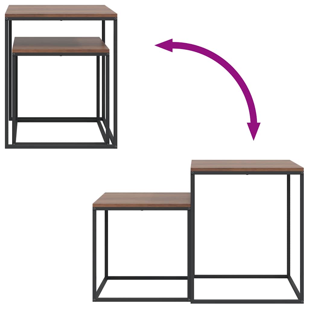 Salontafelset 2 st bewerkt hout en metaal is nu te koop bij PeponiXL, paradijselijk wonen!