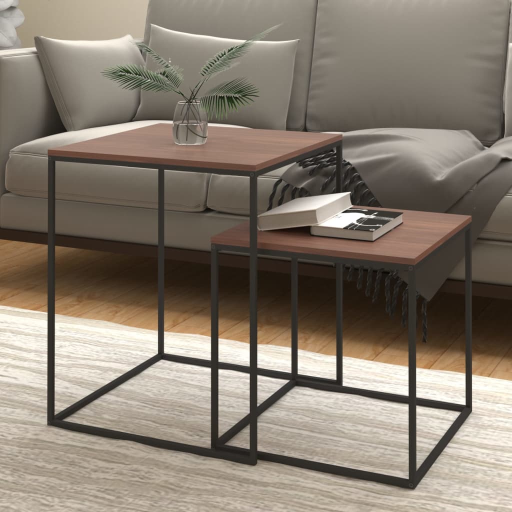 Salontafelset 2 st bewerkt hout en metaal is nu te koop bij PeponiXL, paradijselijk wonen!