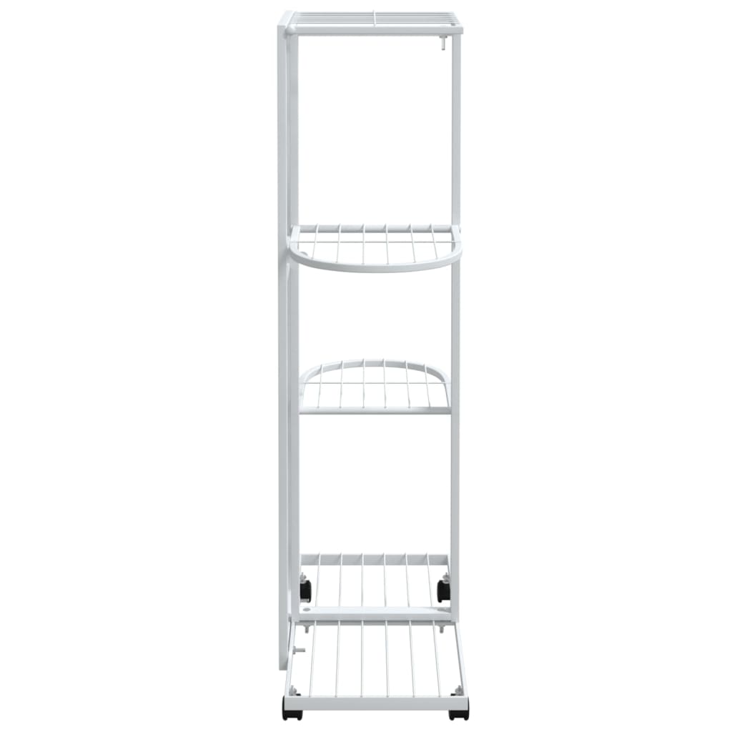 Bloemenstandaard met wielen 4-laags 44x23x80 cm ijzer wit is nu te koop bij PeponiXL, paradijselijk wonen!