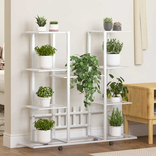 Bloemenstandaard met wielen 94,5x24,5x91,5 cm ijzer wit is nu te koop bij PeponiXL, paradijselijk wonen!