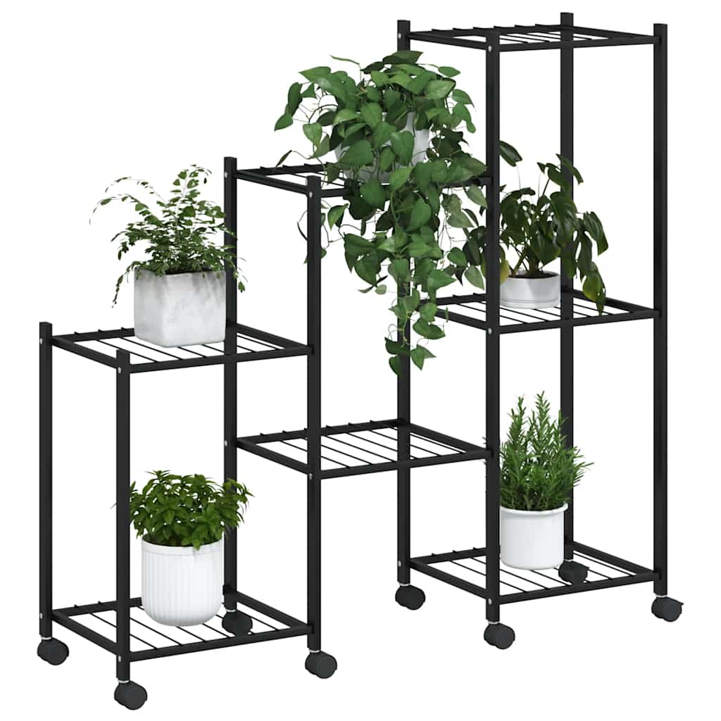 Bloemenstandaard met wielen 83x25x83,5 cm ijzer zwart is nu te koop bij PeponiXL, paradijselijk wonen!