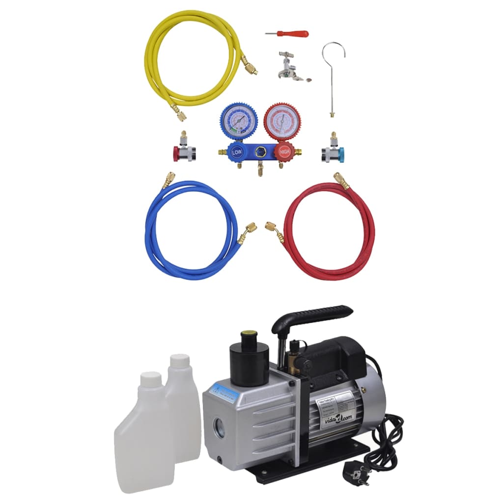 Vacuümpomp 50 L/min met 2-voudige manometerset is nu te koop bij PeponiXL, paradijselijk wonen!