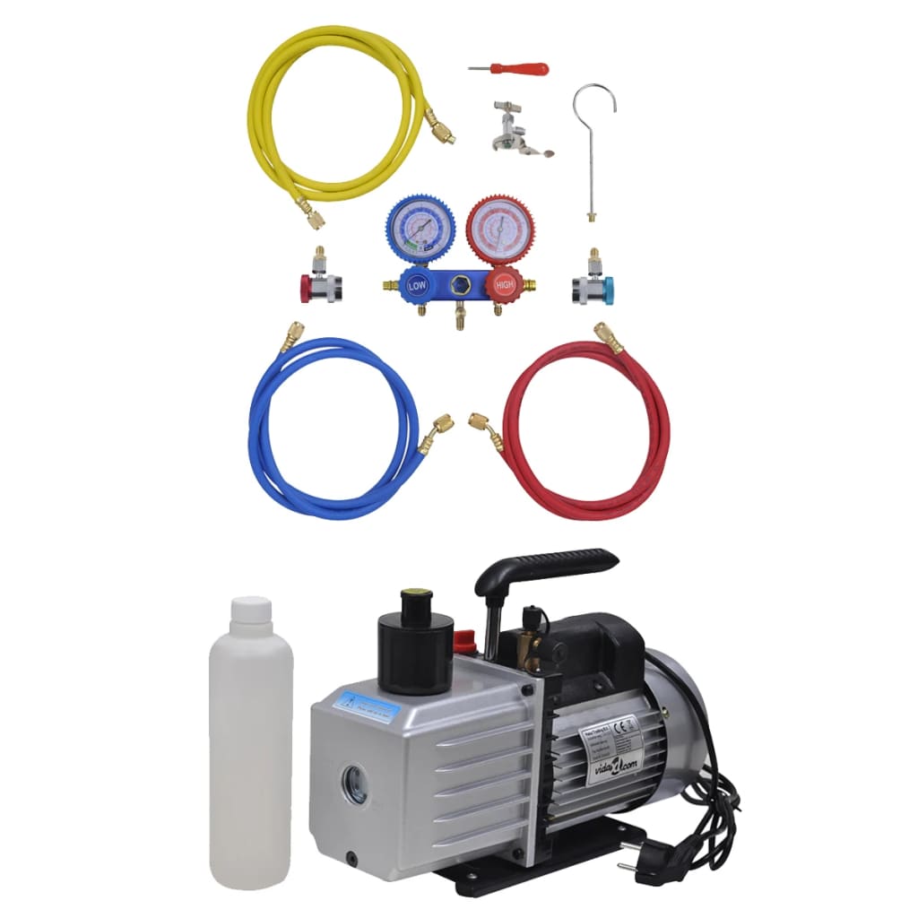Vacuümpomp 100 L/min met 2-voudige manometerset is nu te koop bij PeponiXL, paradijselijk wonen!