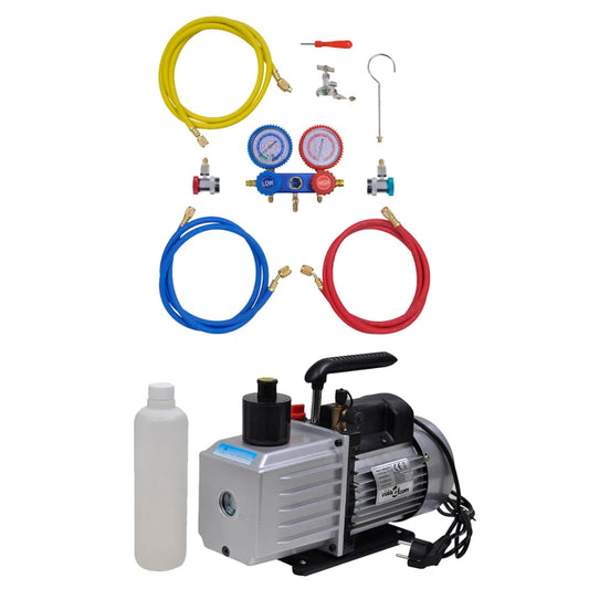 Vacuümpomp 100 L/min met 2-voudige manometerset is nu te koop bij PeponiXL, paradijselijk wonen!