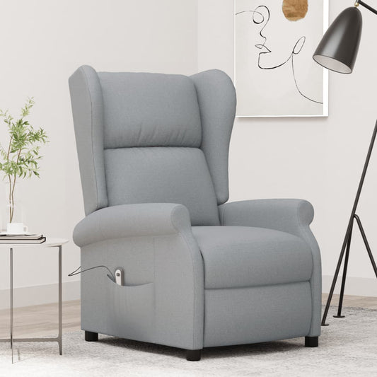 Fauteuil elektrisch verstelbaar stof lichtgrijs is nu te koop bij PeponiXL, paradijselijk wonen!