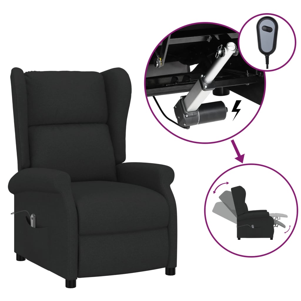 Fauteuil verstelbaar elektrisch stof zwart is nu te koop bij PeponiXL, paradijselijk wonen!