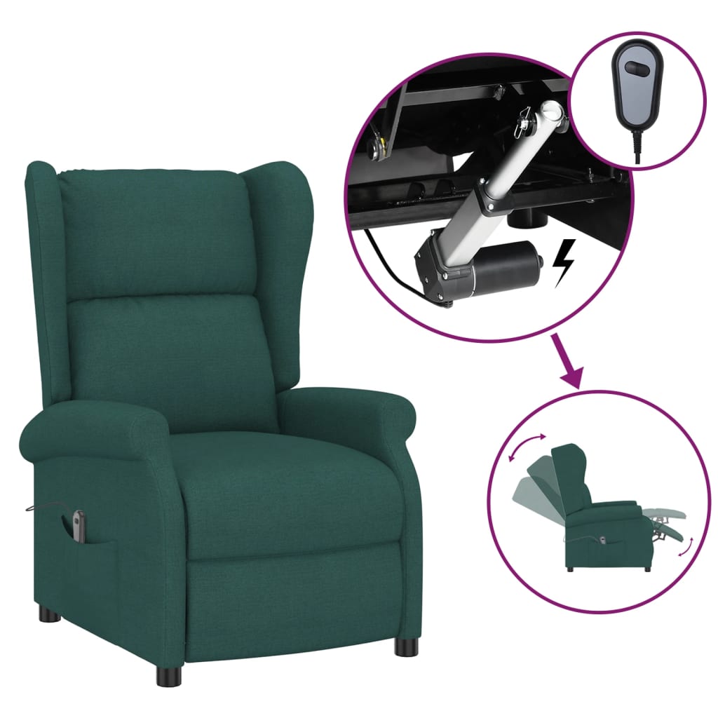 Fauteuil verstelbaar elektrisch stof donkergroen is nu te koop bij PeponiXL, paradijselijk wonen!