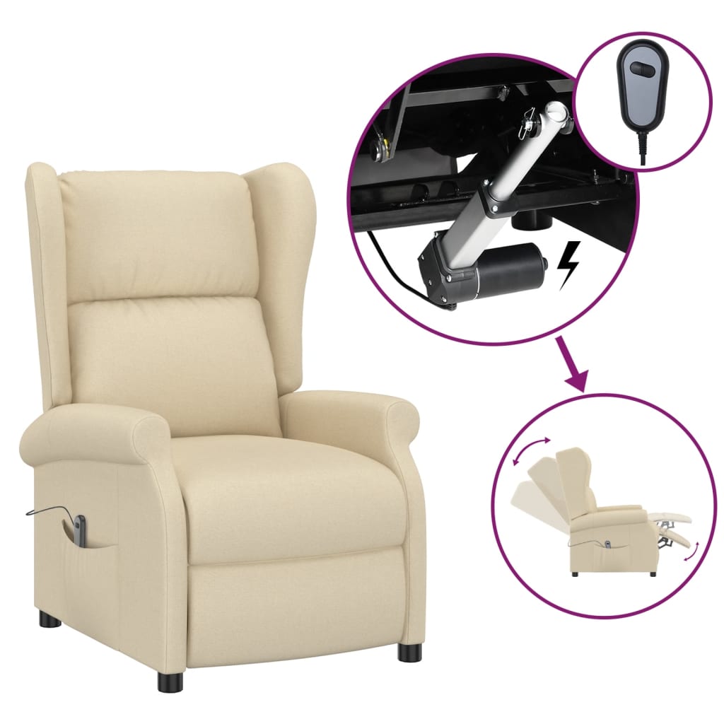 Fauteuil verstelbaar elektrisch stof crème is nu te koop bij PeponiXL, paradijselijk wonen!