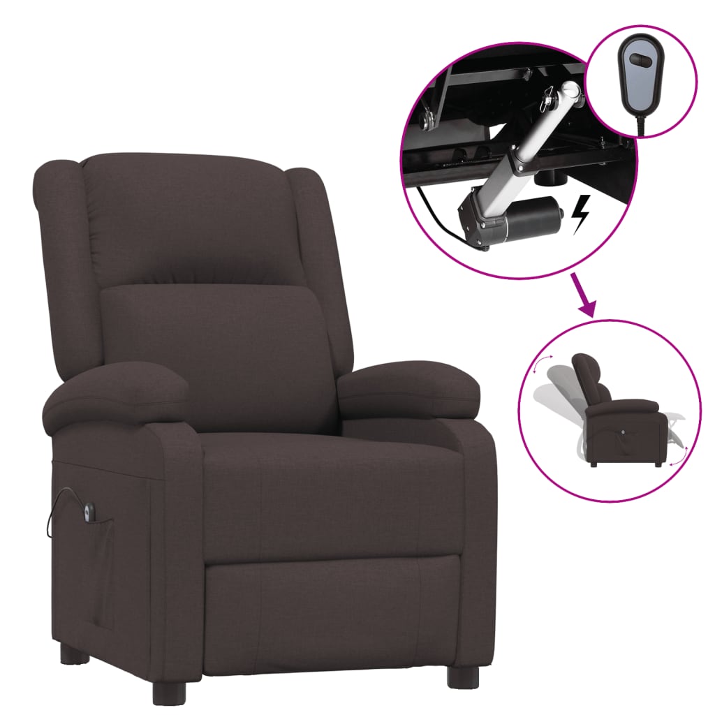 Fauteuil verstelbaar elektrisch stof donkerbruin is nu te koop bij PeponiXL, paradijselijk wonen!