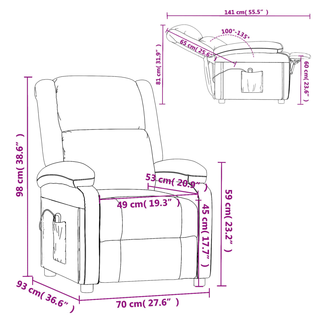 Fauteuil verstelbaar elektrisch stof donkerbruin is nu te koop bij PeponiXL, paradijselijk wonen!