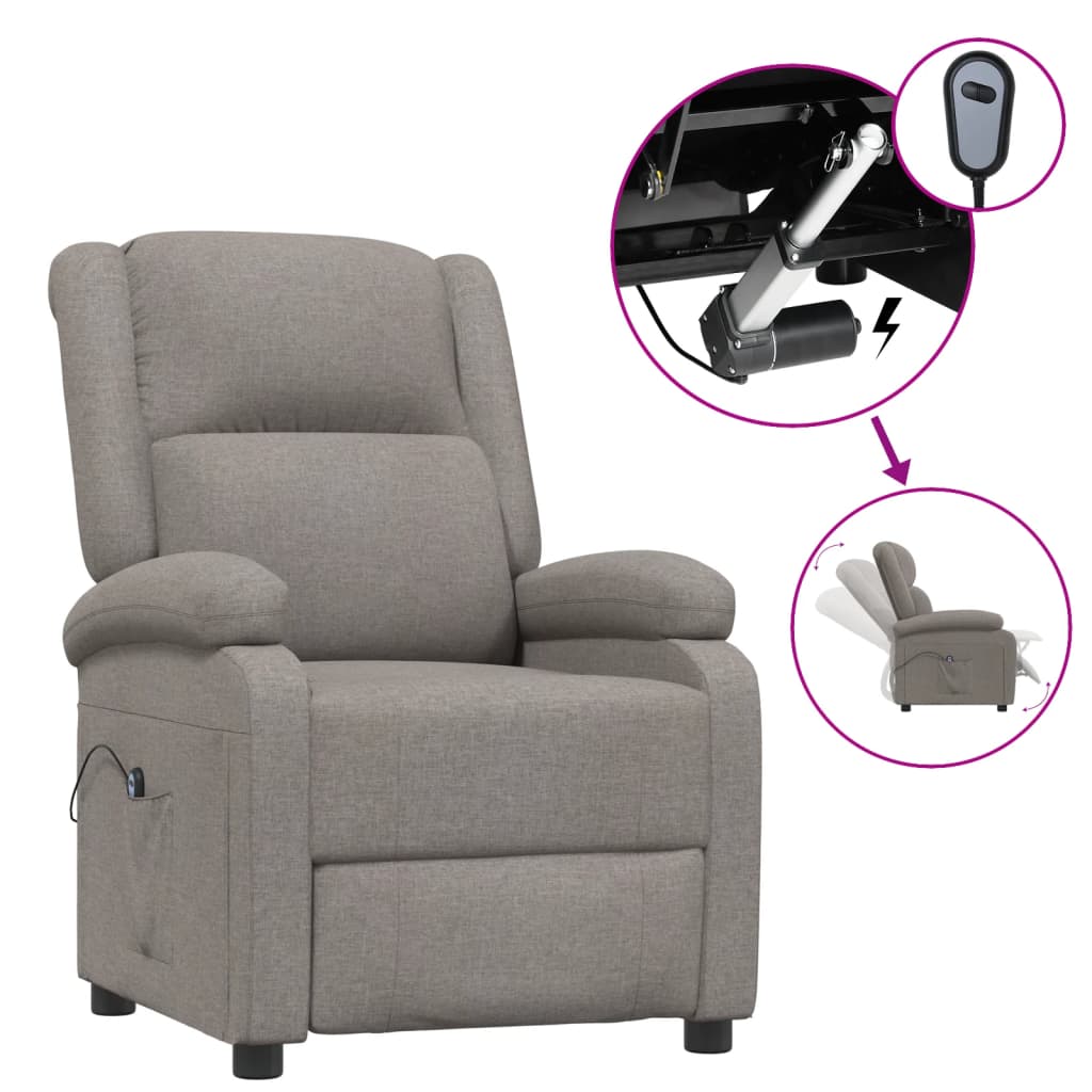 Fauteuil verstelbaar elektrisch stof taupe is nu te koop bij PeponiXL, paradijselijk wonen!