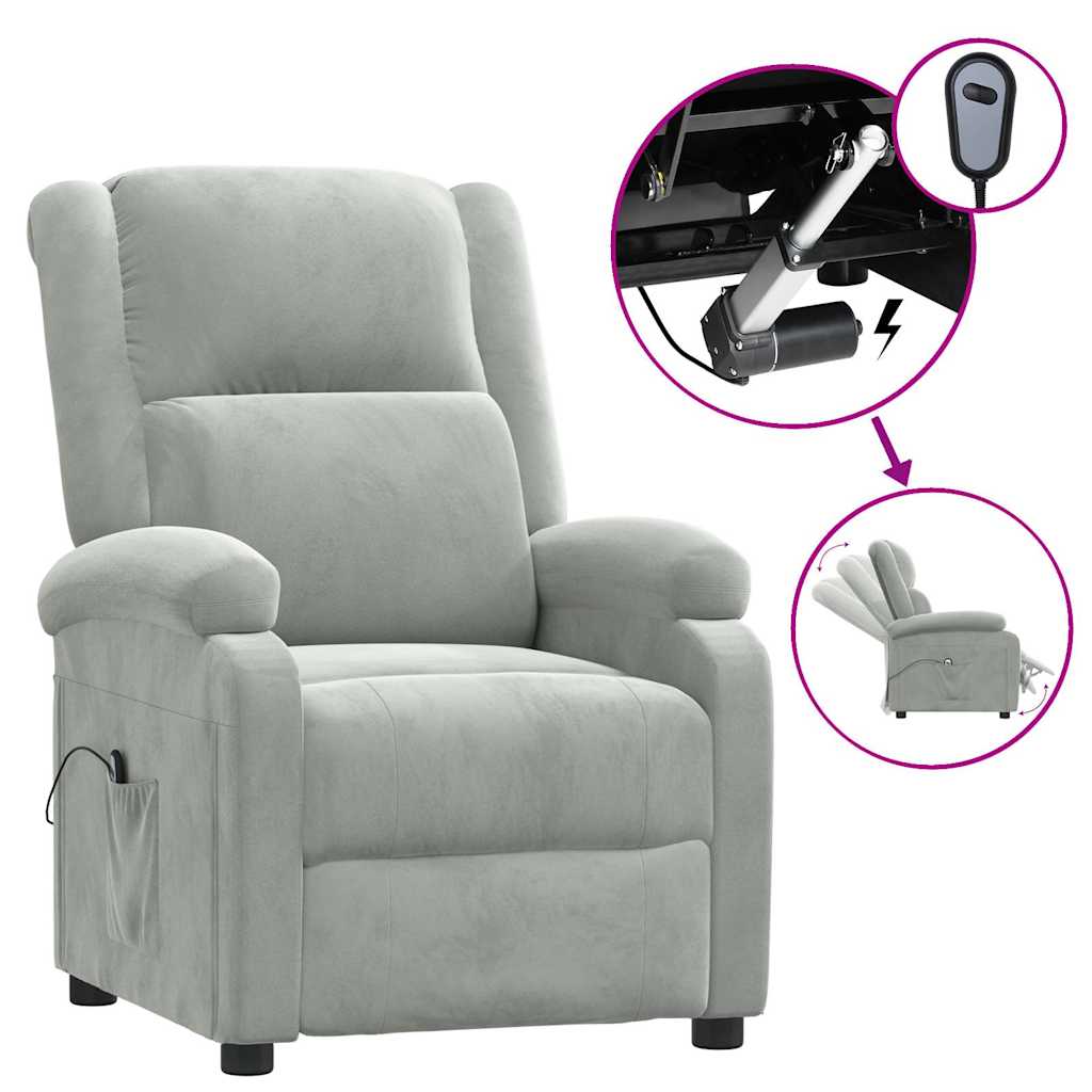 Fauteuil elektrisch verstelbaar stof lichtgrijs is nu te koop bij PeponiXL, paradijselijk wonen!