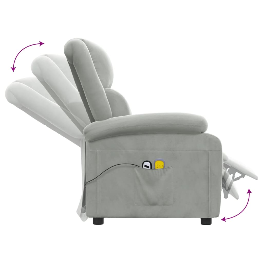 Massagestoel elektrisch fluweel lichtgrijs is nu te koop bij PeponiXL, paradijselijk wonen!
