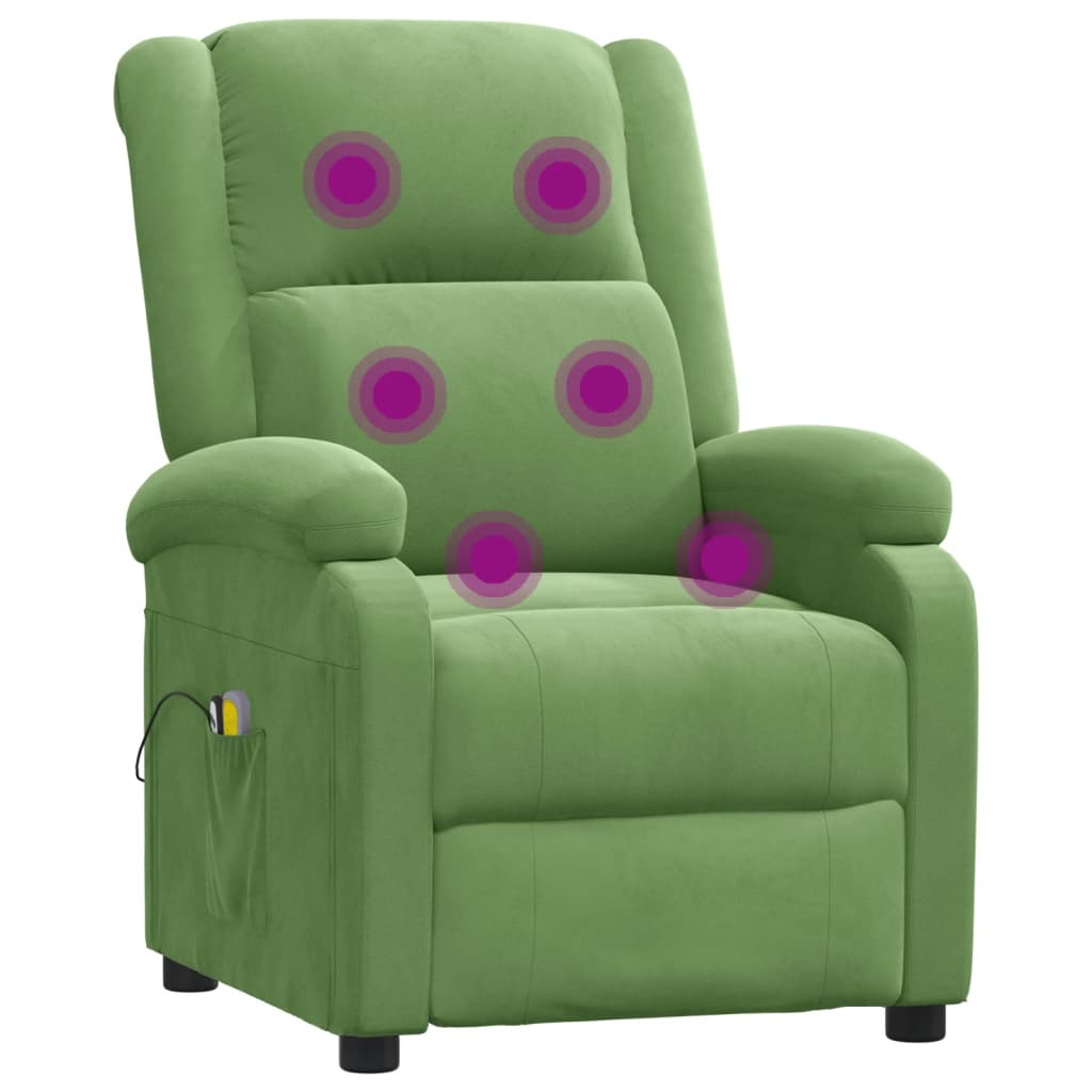 Massagestoel elektrisch verstelbaar fluweel lichtgroen is nu te koop bij PeponiXL, paradijselijk wonen!