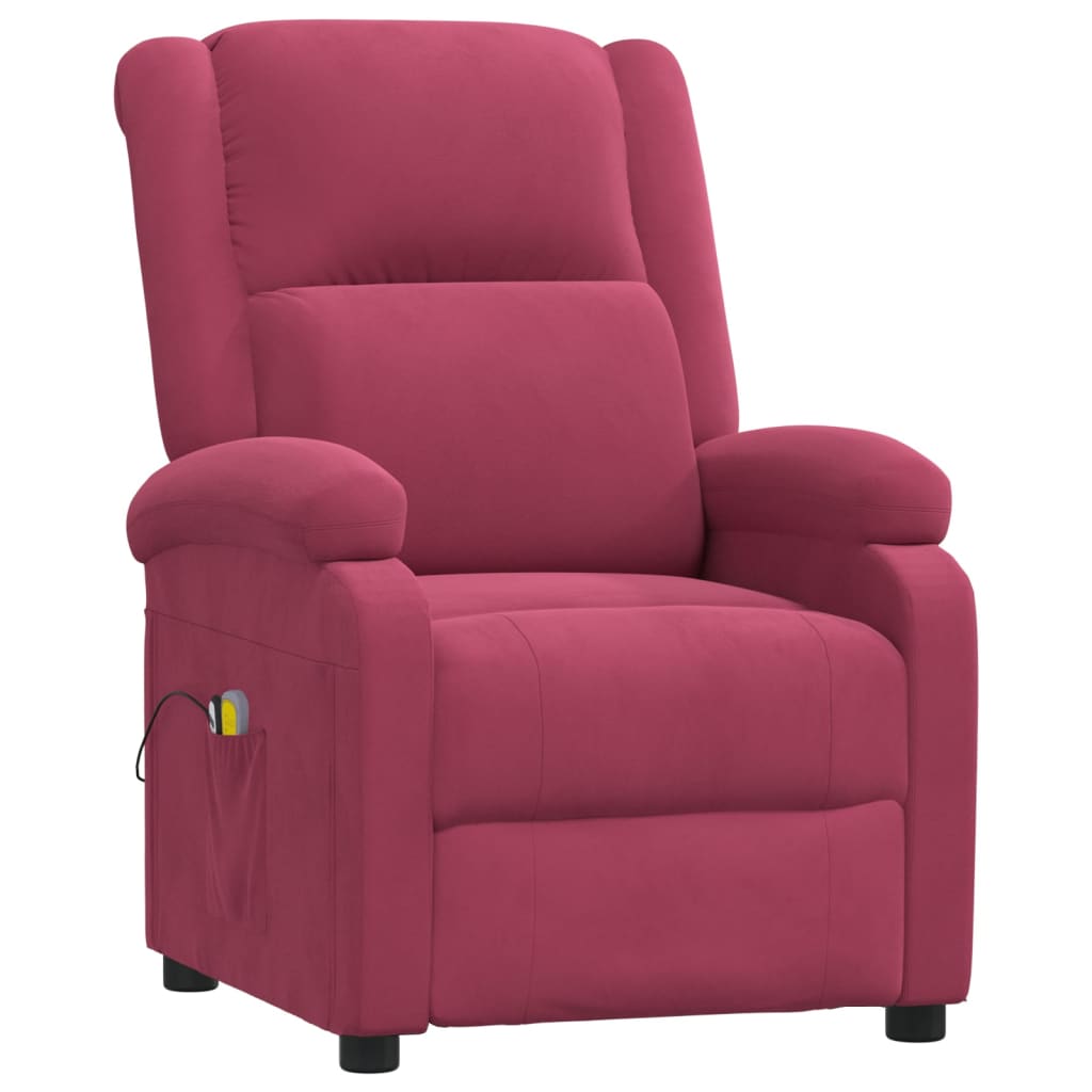 Massagestoel elektrisch fluweel wijnrood is nu te koop bij PeponiXL, paradijselijk wonen!