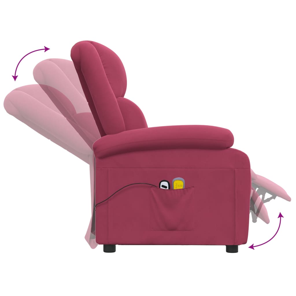 Massagestoel elektrisch fluweel wijnrood is nu te koop bij PeponiXL, paradijselijk wonen!