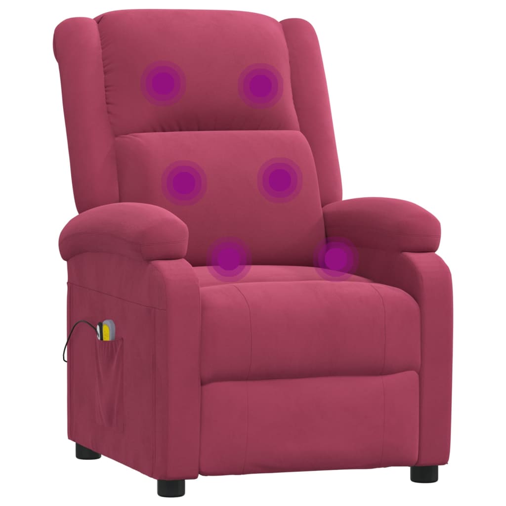 Massagestoel elektrisch fluweel wijnrood is nu te koop bij PeponiXL, paradijselijk wonen!