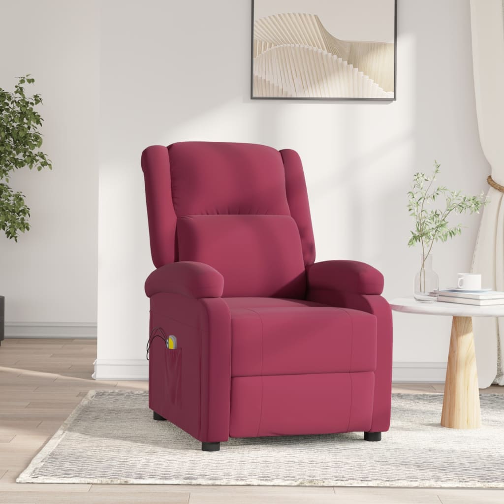 Massagestoel elektrisch fluweel wijnrood is nu te koop bij PeponiXL, paradijselijk wonen!