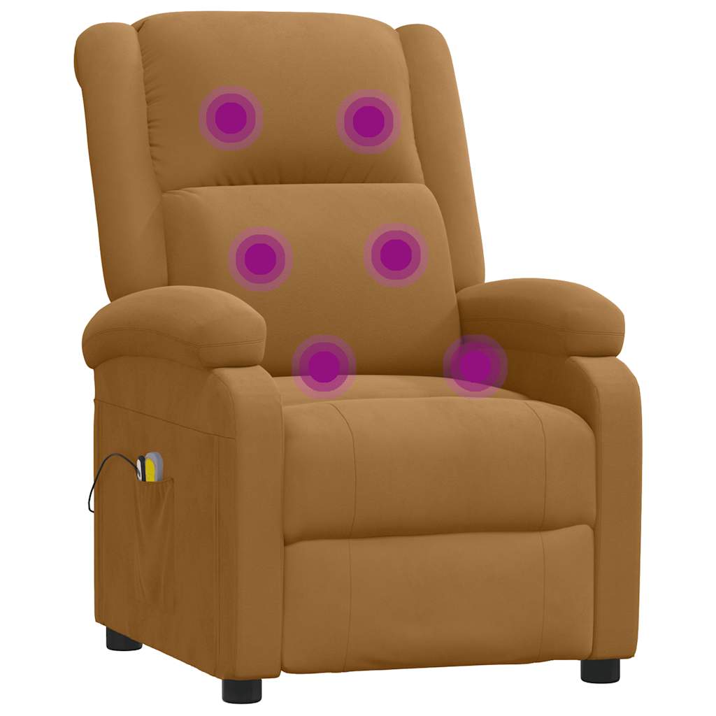 Massagestoel elektrisch verstelbaar fluweel bruin is nu te koop bij PeponiXL, paradijselijk wonen!