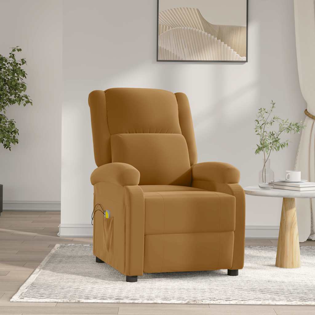 Massagestoel elektrisch verstelbaar fluweel bruin is nu te koop bij PeponiXL, paradijselijk wonen!