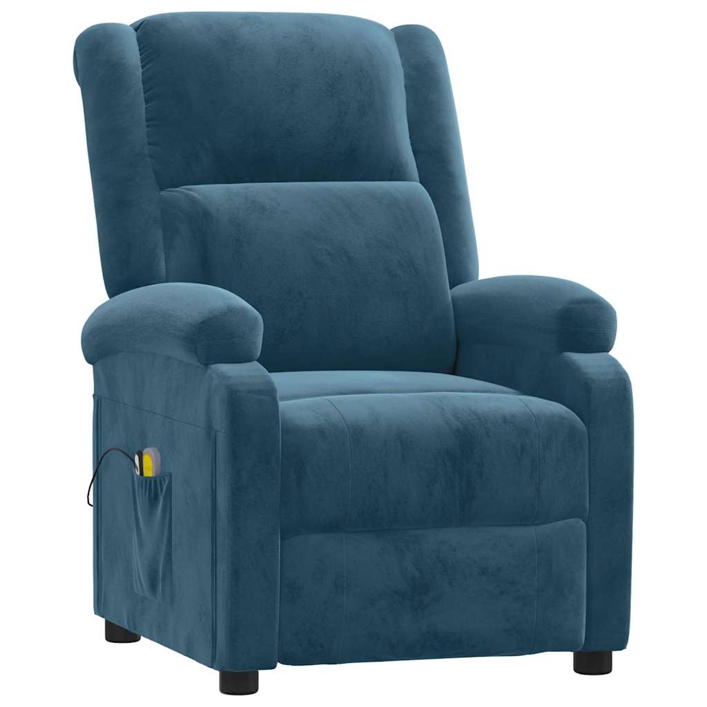 Massagestoel elektrisch verstelbaar fluweel blauw