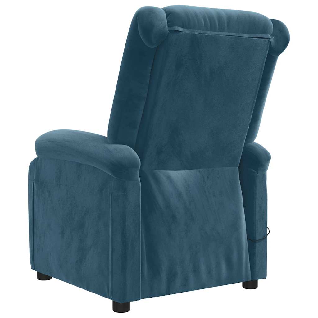 Massagestoel elektrisch verstelbaar fluweel blauw