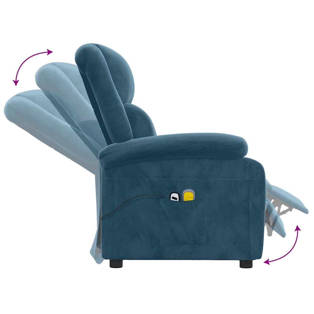 Massagestoel elektrisch verstelbaar fluweel blauw