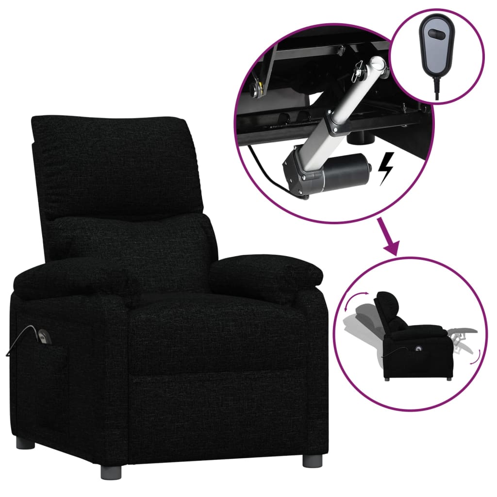Fauteuil verstelbaar elektrisch stof zwart is nu te koop bij PeponiXL, paradijselijk wonen!