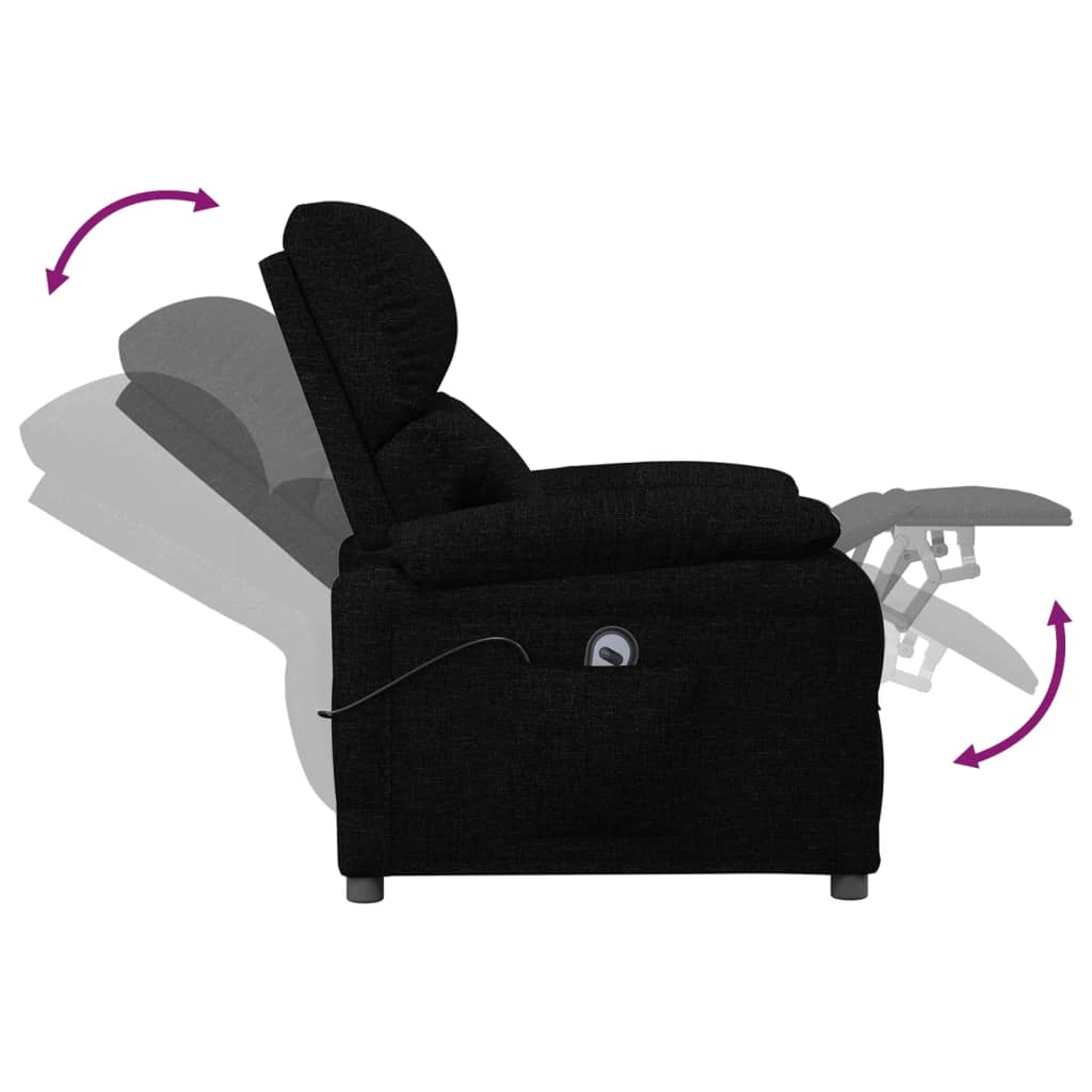 Fauteuil verstelbaar elektrisch stof zwart is nu te koop bij PeponiXL, paradijselijk wonen!