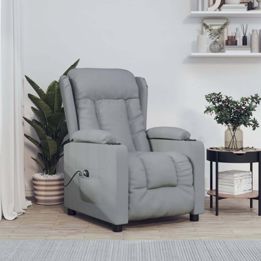 Fauteuil elektrisch verstelbaar stof lichtgrijs is nu te koop bij PeponiXL, paradijselijk wonen!
