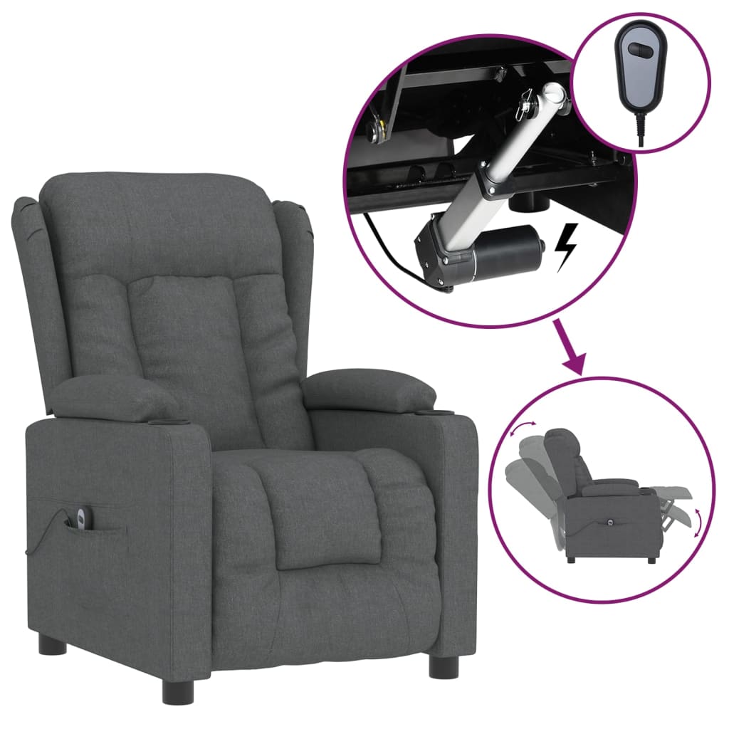 Fauteuil elektrisch verstelbaar stof donkergrijs is nu te koop bij PeponiXL, paradijselijk wonen!