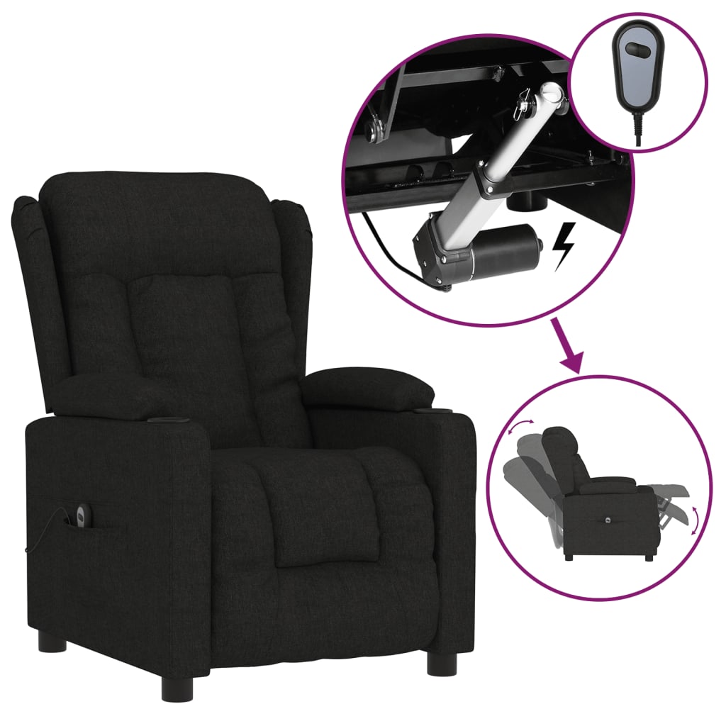 Fauteuil verstelbaar elektrisch stof zwart is nu te koop bij PeponiXL, paradijselijk wonen!