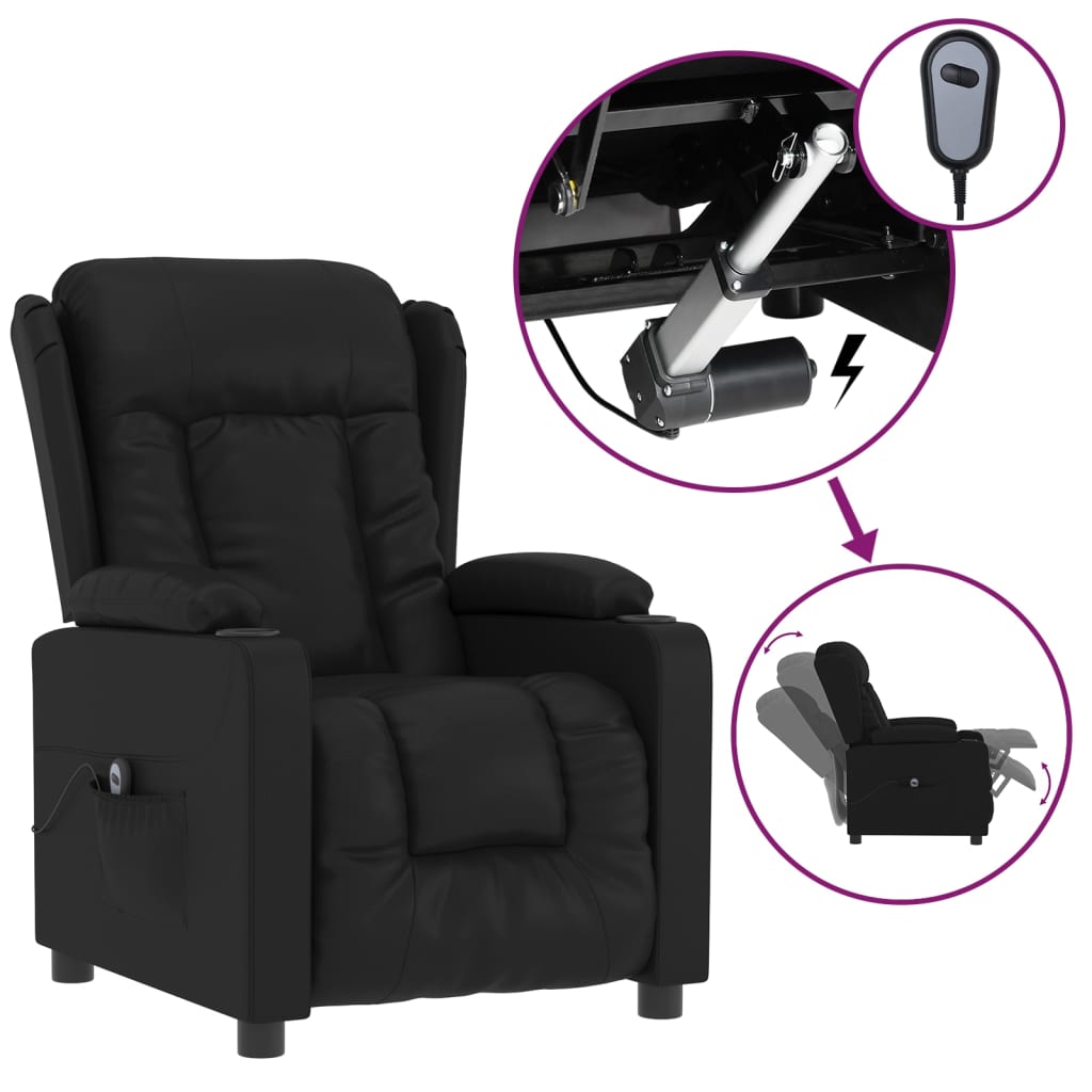 Fauteuil elektrisch verstelbaar kunstleer zwart is nu te koop bij PeponiXL, paradijselijk wonen!