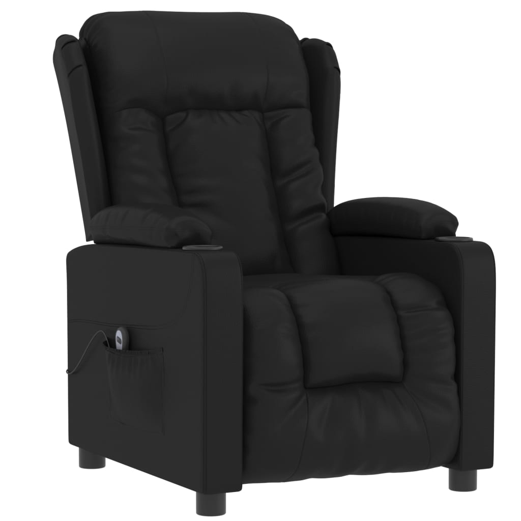 Fauteuil elektrisch verstelbaar kunstleer zwart is nu te koop bij PeponiXL, paradijselijk wonen!