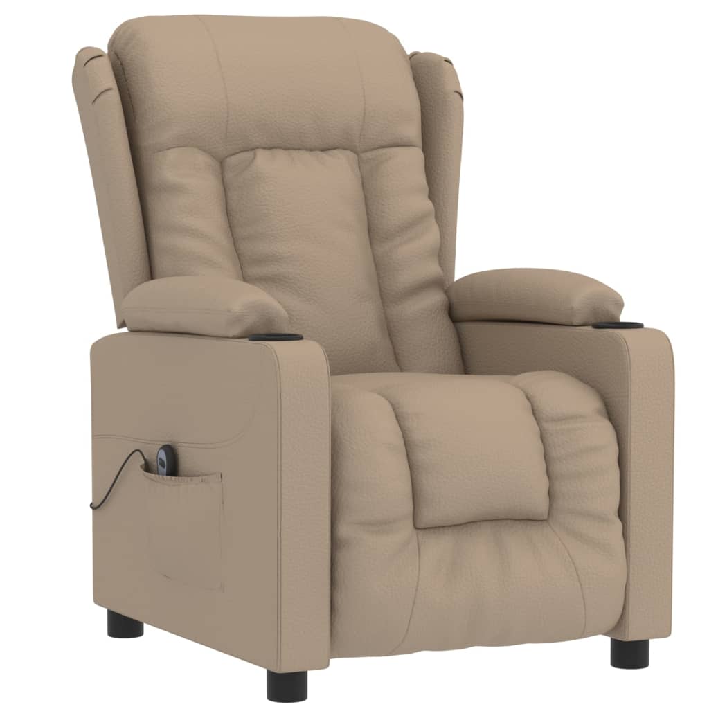 Fauteuil verstelbaar elektrisch kunstleer cappuccinokleurig is nu te koop bij PeponiXL, paradijselijk wonen!